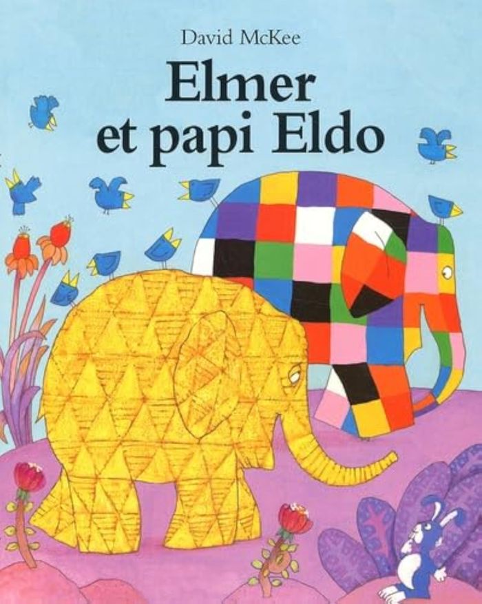 Couverture du livre « ELMER ET PAPI ELDO » de David Mckee, librairie Les Contes Infusés à Corte
