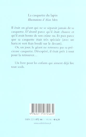 Quatrième de couverture de « CASQUETTE DU LAPIN (LA) »