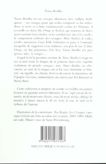 Quatrième de couverture de « TARASS BOULBA »