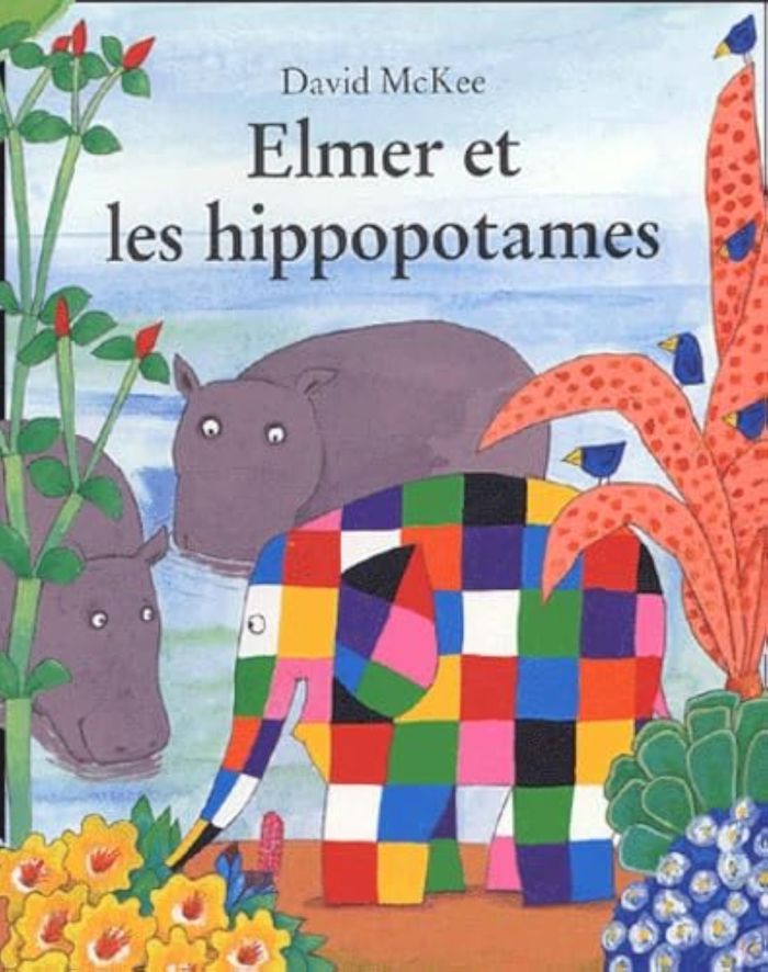 Couverture du livre « ELMER ET LES HIPPOPOTAMES », librairie Les Contes Infusés à Corte