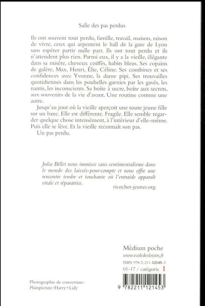 Quatrième de couverture de « Salle des pas perdus »