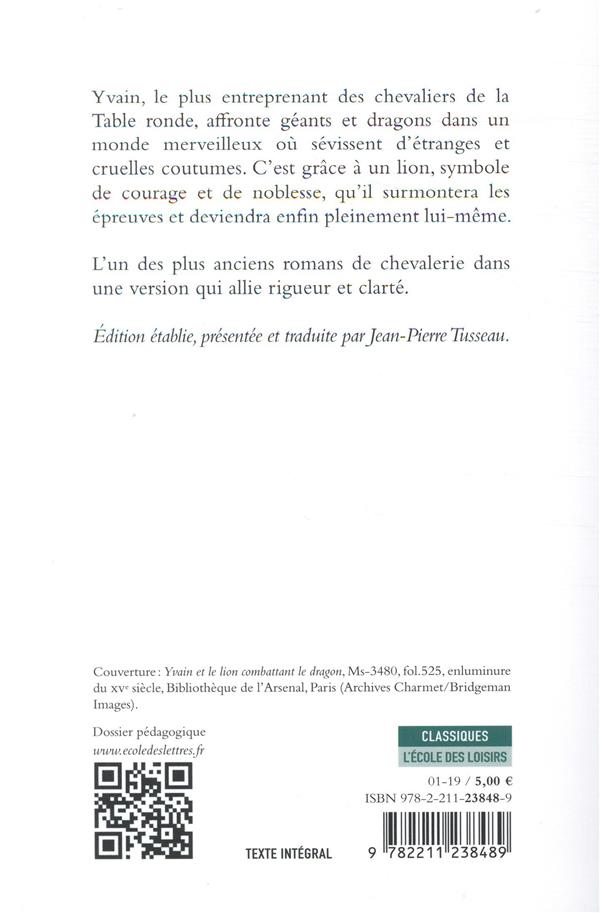 Quatrième de couverture de « Yvain, le chevalier au lion »