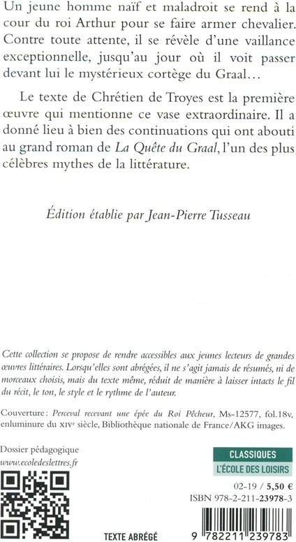 Quatrième de couverture de « Perceval ou le Conte du Graal »