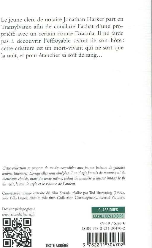 Quatrième de couverture de « Dracula »