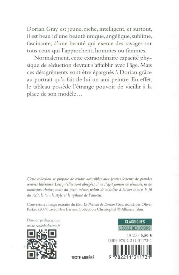 Quatrième de couverture de « Le portrait de Dorian Gray »