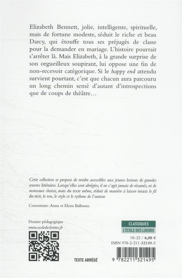 Quatrième de couverture de « Orgueil et préjugé »