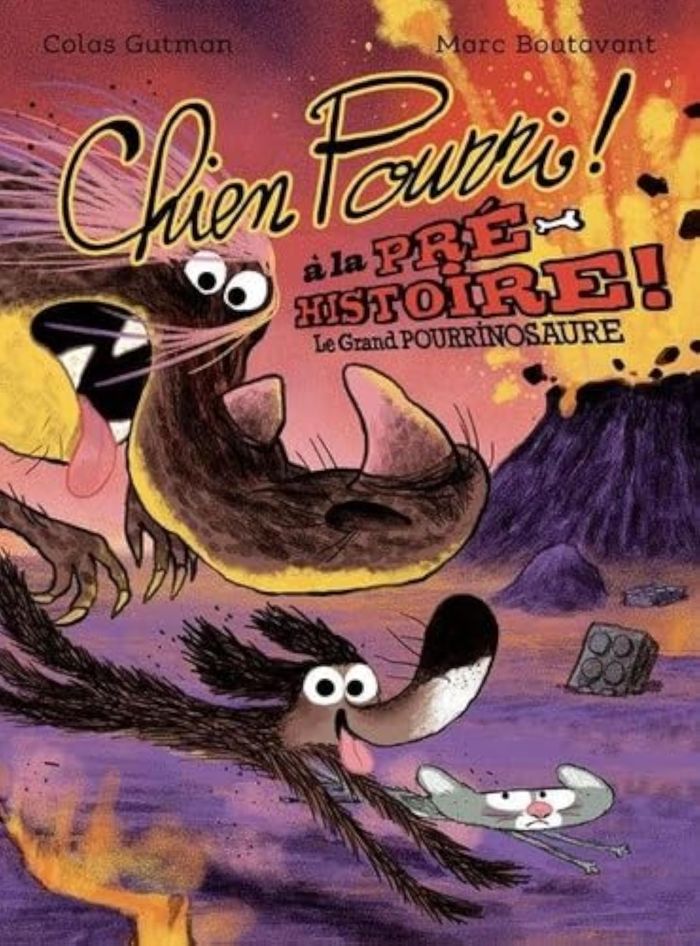 Couverture du livre « CHIEN POURRI - T19 - CHIEN POURRI A LA PREHISTOIRE - LE GRAND POURRINOSAURE », librairie Les Contes Infusés à Corte