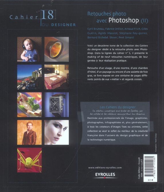 Quatrième de couverture de « RETOUCHES PHOTO AVEC PHOTOSHOP (II) - CAHIER DU DESIGNER - 18 »