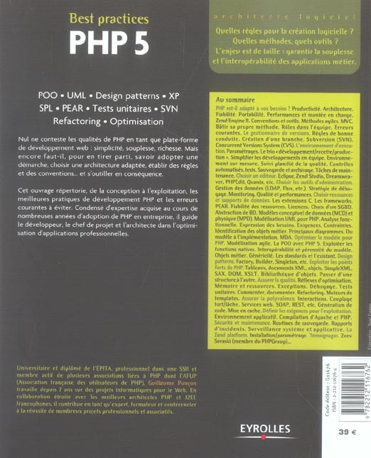Quatrième de couverture de « BEST PRACTICES PHP 5 »