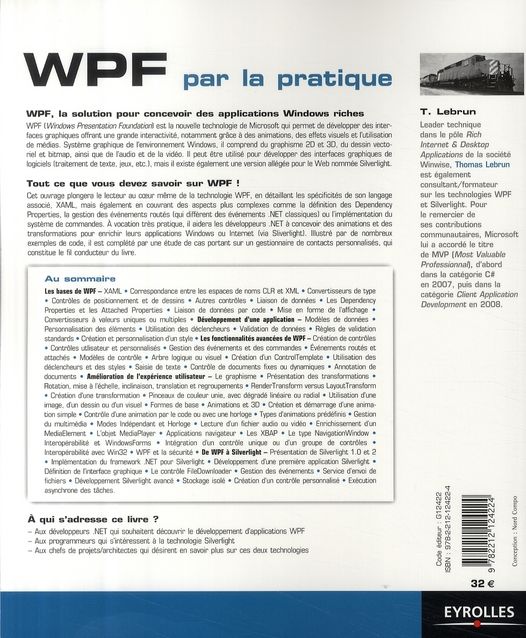 Quatrième de couverture de « WPF PAR LA PRATIQUE »