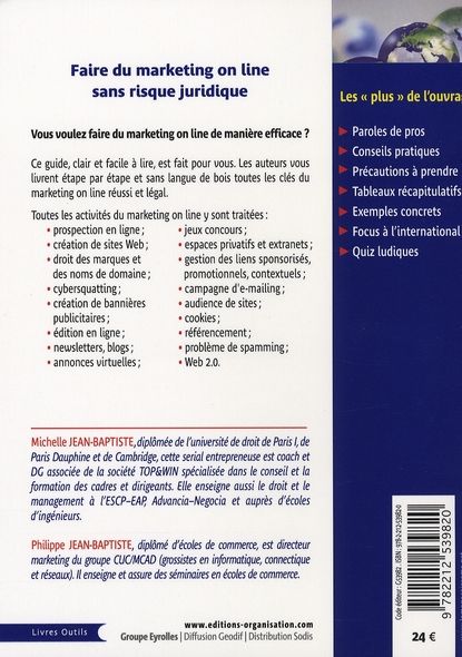 Quatrième de couverture de « LE MARKETING ON LINE - GUIDE PRATIQUE ET JURIDIQUE »