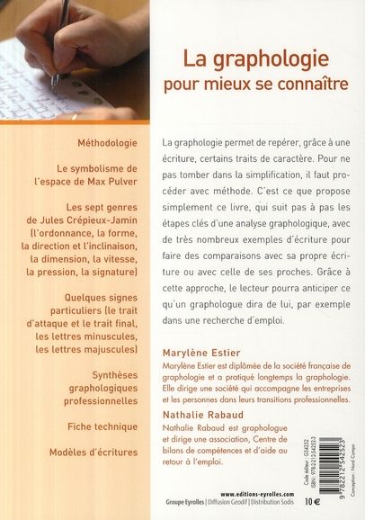 Quatrième de couverture de « LA GRAPHOLOGIE POUR MIEUX SE CONNAITRE »