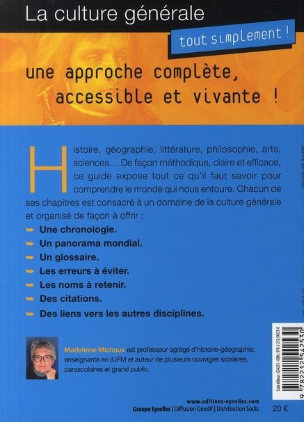 Quatrième de couverture de « LA CULTURE GENERALE TOUT SIMPLEMENT ! »