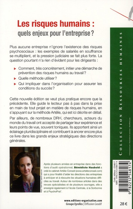 Quatrième de couverture de « LES RISQUES PSYCHOSOCIAUX - ANALYSER ET PREVENIR LES RISQUES HUMAINS. »