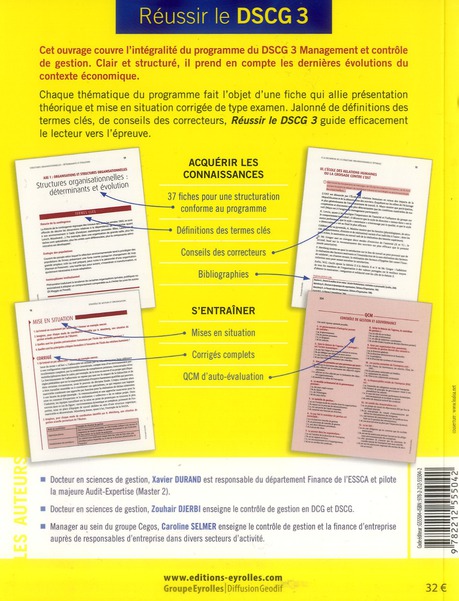 Quatrième de couverture de « REUSSIR LE DSCG 3 - MANAGEMENT ET CONTROLE DE GESTION - L'ESSENTIEL A CONNAITRE POUR REUSSIR. 37 EXE »