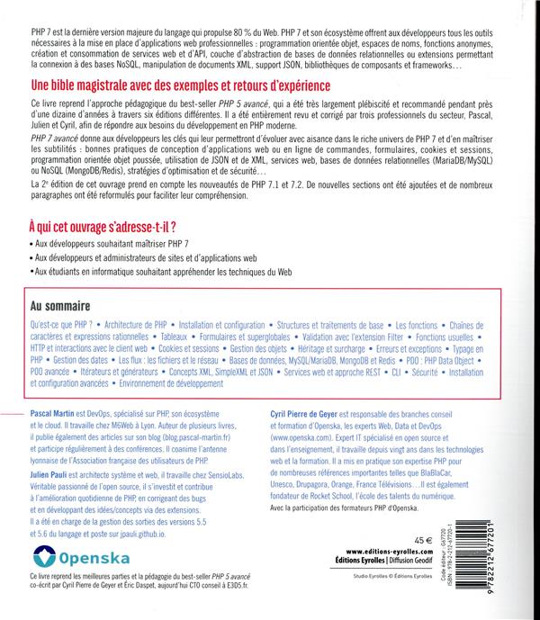 Quatrième de couverture de « PHP 7 AVANCE - COUVRE PHP 7.1 ET 7.2 »