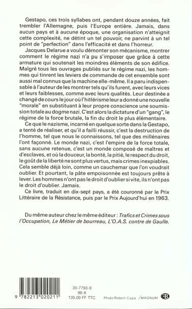 Quatrième de couverture de « HISTOIRE DE LA GESTAPO »