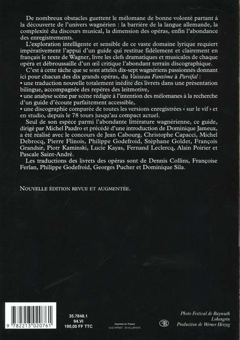 Quatrième de couverture de « GUIDE DES OPERAS DE WAGNER »