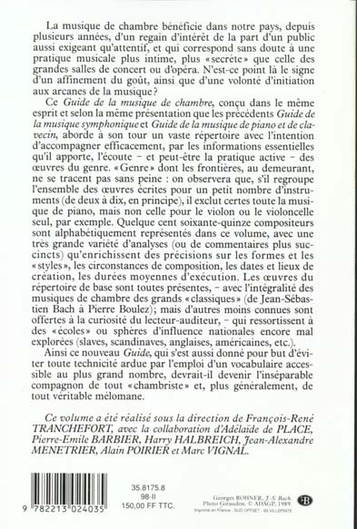 Quatrième de couverture de « GUIDE DE LA MUSIQUE DE CHAMBRE »