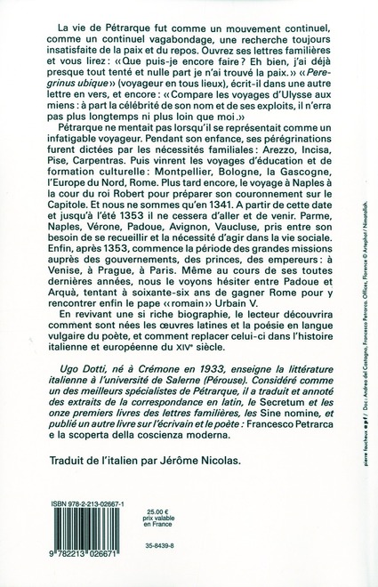 Quatrième de couverture de « PETRARQUE »