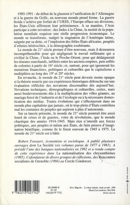 Quatrième de couverture de « LE MONDE AU XXIE SIECLE - UNE THEORIE DES SYSTEMES MONDIAUX »