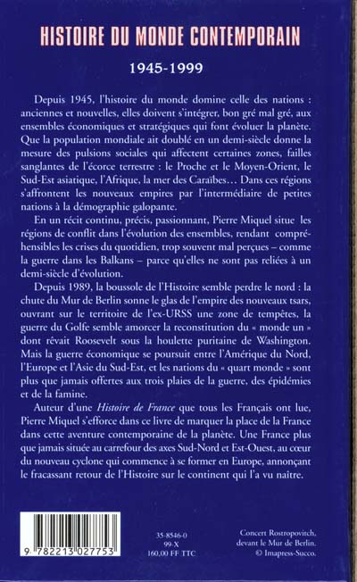 Quatrième de couverture de « HISTOIRE DU MONDE CONTEMPORAIN »
