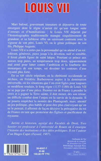 Quatrième de couverture de « LOUIS VII »
