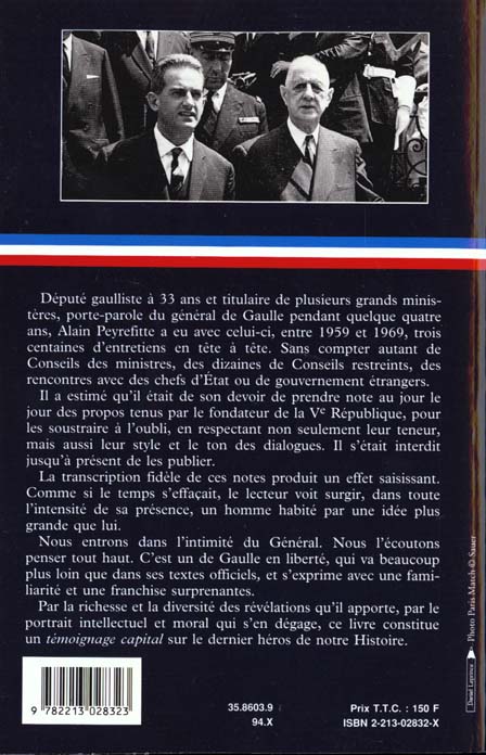 Quatrième de couverture de « C'ETAIT DE GAULLE -TOME I »