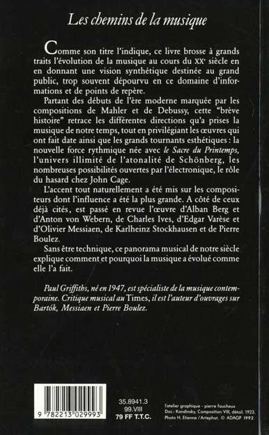 Quatrième de couverture de « BREVE HISTOIRE DE LA MUSIQUE MODERNE - DE DEBUSSY A BOULEZ »