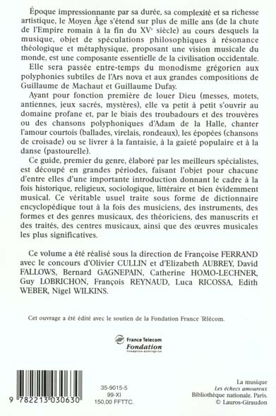 Quatrième de couverture de « GUIDE DE LA MUSIQUE DU MOYEN AGE »
