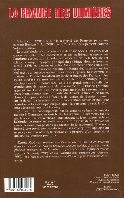 Quatrième de couverture de « LA FRANCE DES LUMIERES »