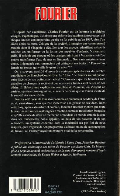 Quatrième de couverture de « FOURIER - LE VISIONNAIRE ET SON MONDE »