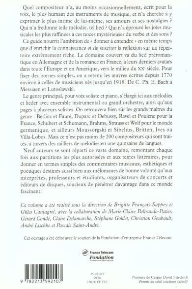 Quatrième de couverture de « GUIDE DE LA MELODIE ET DU LIED »