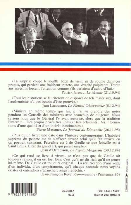 Quatrième de couverture de « C'ETAIT DE GAULLE - TOME II »