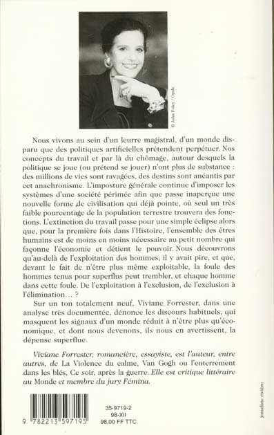 Quatrième de couverture de « L HORREUR ECONOMIQUE »