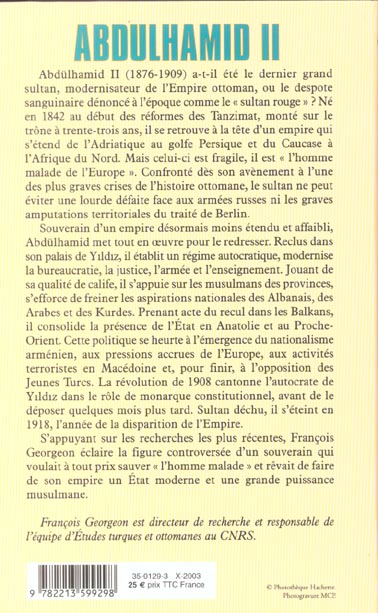 Quatrième de couverture de « ABDULHAMID II - LE SULTAN CALIFE »