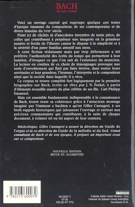 Quatrième de couverture de « BACH EN SON TEMPS »