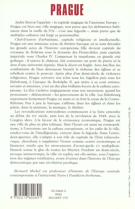 Quatrième de couverture de « HISTOIRE DE PRAGUE »