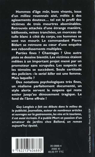 Quatrième de couverture de « LE FOND DE L'AME EFFRAIE - PRIX DU QUAI DES ORFEVRES 2001 »
