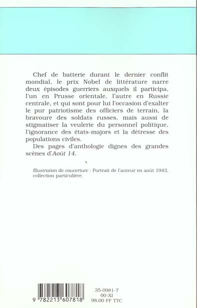 Quatrième de couverture de « DEUX RECITS DE GUERRE »