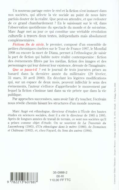 Quatrième de couverture de « FICTIONS DE SIECEL SUIVI DE QUE SE PASSE-T-IL ? - 29 FEVRIER, 31 MARS, 30 AVRIL 2000 »