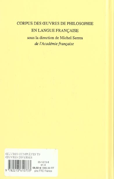 Quatrième de couverture de « OEUVRES COMPLETES, TOME 9 - 1681-1757 »