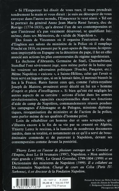 Quatrième de couverture de « SAVARY - LE SEIDE DE NAPOLEON »