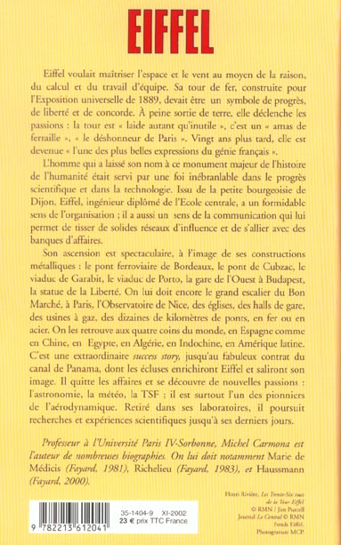 Quatrième de couverture de « EIFFEL »