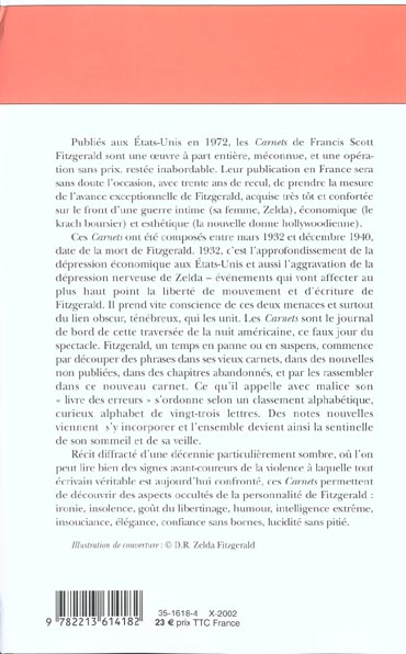 Quatrième de couverture de « CARNETS »