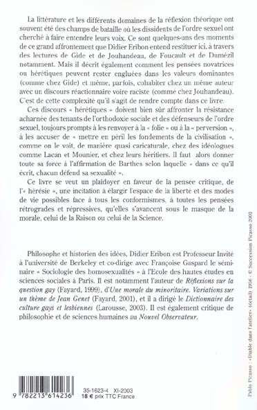 Quatrième de couverture de « HERESIES - ESSAIS SUR LA THEORIE DE LA SEXUALITE »