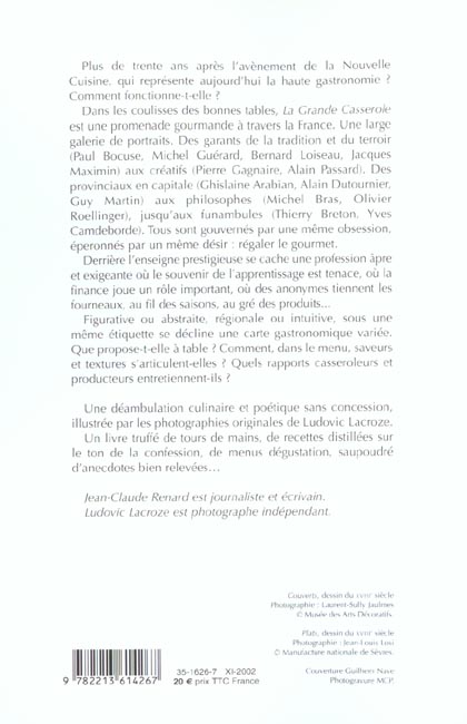Quatrième de couverture de « LA GRANDE CASSEROLE - COULISSES DE LA GASTRONOMIE »