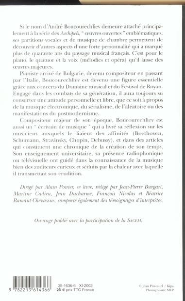 Quatrième de couverture de « ANDRE BOUCOURECHLIEV »