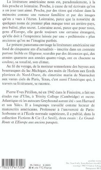 Quatrième de couverture de « HISTOIRE DE LA LITTERATURE AMERICAINE - 1939-1989 »