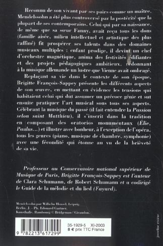 Quatrième de couverture de « FELIX MENDELSSOHN »